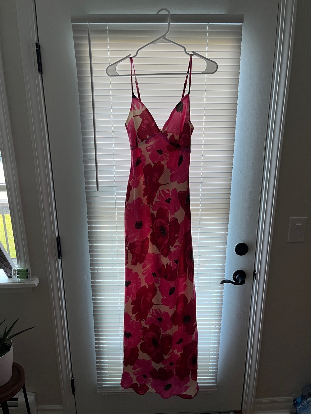 emory park Hot Pink Floral Maxi Slip Dress